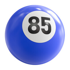 3D Render of Blue Billiard Ball Number 85
