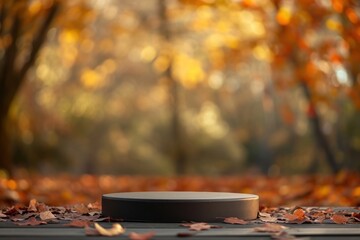 Product podium backdrop autumn plant leaf.