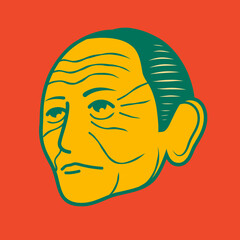 Old man face avatar illustration graphic design 71