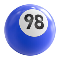 3D Render of Blue Billiard Ball Number 98