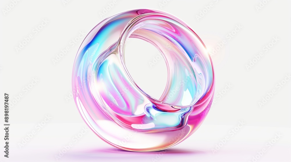 Poster a large, colorful, and shiny object with a circular shape. the object is made of glass and has a shi