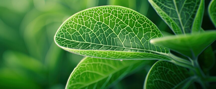 Close-Up Of Intricate Leaf Patterns Indicating Monocotyledon Or Dicotyledon, Showcasing Nature'S Detailed Beauty