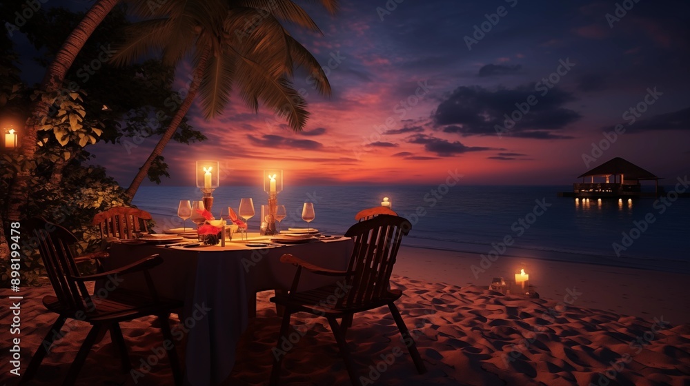 Wall mural Luxury dinner beach view