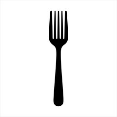 One fork silhouette on white background. Fork icon vector sign illustration design.