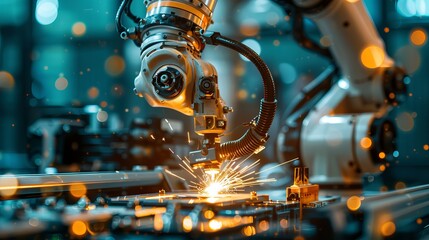 Fototapeta premium Industrial Robot Welding Metal