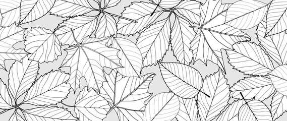Fototapeta premium Black and white foliage background. Vector botanical illustration.