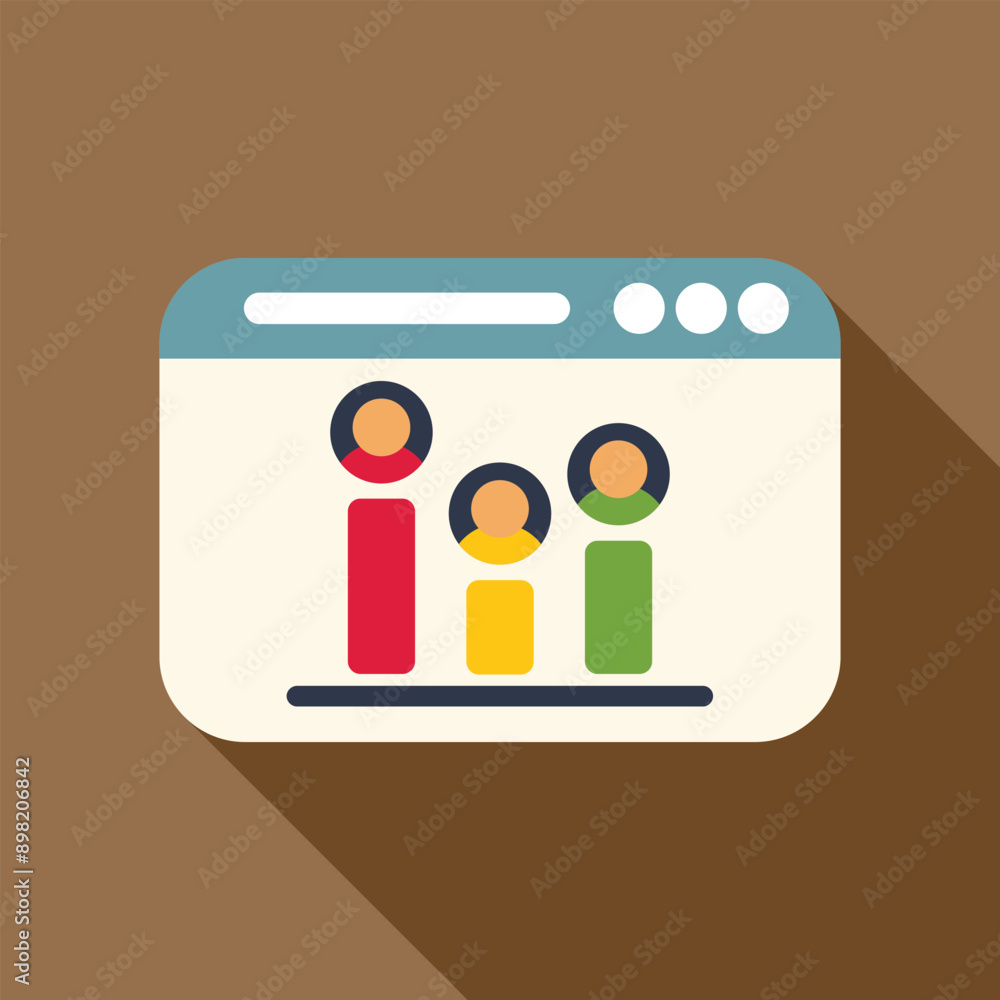 Poster website showing statistics with growing bars and user icons, concept for business analysis and growi
