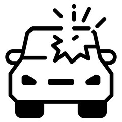 accident icon, broken cars, auto crash on road, car accident symbol isolated on white background. vector illustration