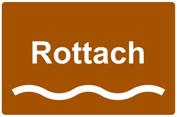 Illustration eines Namensschildes für den Fluss 