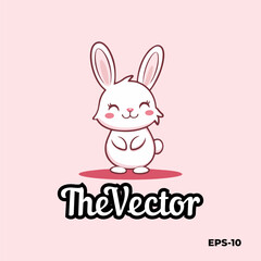 Cute smile bunny logo, vector, mascot, character, cartoon, illustration