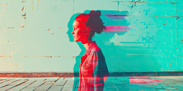 Confident Stride: A woman walking purposefully with her head held high.