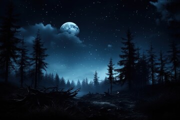 Fototapeta premium Night moon landscape astronomy. .