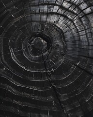 macro of black tree rings, showing intricate details