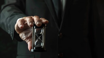 Businessman Showcases Hourglass Timekeeping