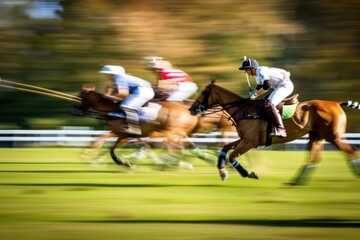 A polo match in progress with riders and horses in action