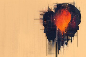Two Silhouettes with a Heart in the Middle