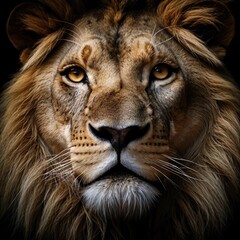 close up portrait of a lion