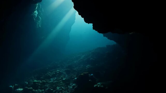 Exploring The Underwater Cave In The Bahamas