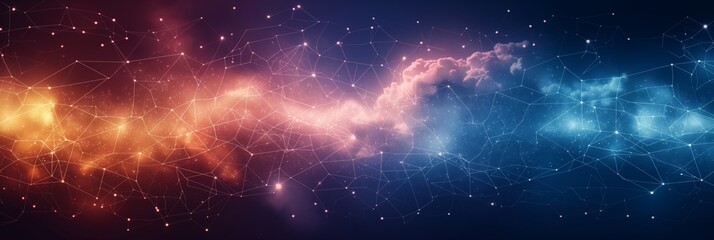 Naklejka premium Abstract Cosmic Network with Starry Nebulae