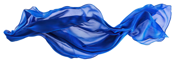 Floating elegant blue fabric, cut out