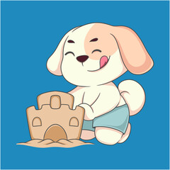 cartoon dog playing in the sand