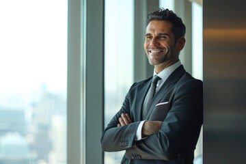 Fototapeta premium Man standing in front of window