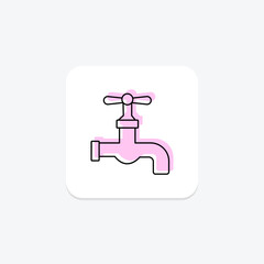 Energy Water Tap color shadow thinline icon , vector, pixel perfect, illustrator file