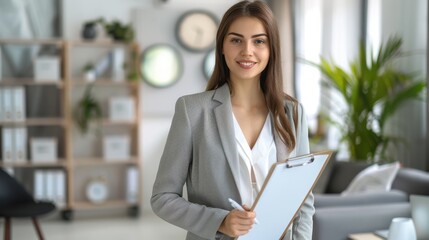 The businesswoman with clipboard