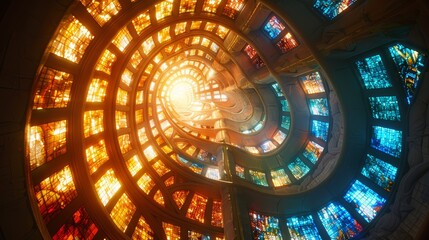 Obraz premium Light penetrates from the central point in the image