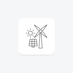 Renewable Energy thinline icon , vector, pixel perfect, illustrator file