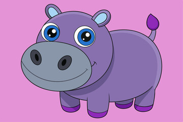 Adorable Hippopotamus Vector Graphic For Web And Print. Premium Hippopotamus Illustration For All Creative Projects