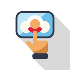 Obraz premium Businessman is choosing the right partner for his business from an online network using his tablet