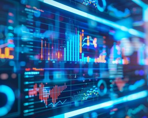 Fototapeta premium Future technology in business profit analytics, online marketing research, and digital strategy