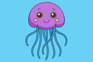 Naklejka premium Adorable Jellyfish Vector Graphic For Web And Print. Premium Jellyfish Illustration For All Creative Projects.
