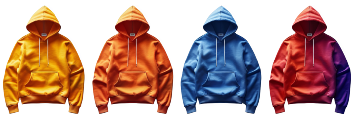 Colorful hoodies for casual wear and street fashion transparent background