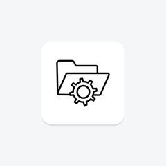 Folder Settings line icon , vector, pixel perfect, illustrator file