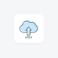 Cloud Upload color shadow thinline icon , vector, pixel perfect, illustrator file