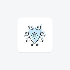 Obraz premium Cyber Security color shadow thinline icon , vector, pixel perfect, illustrator file