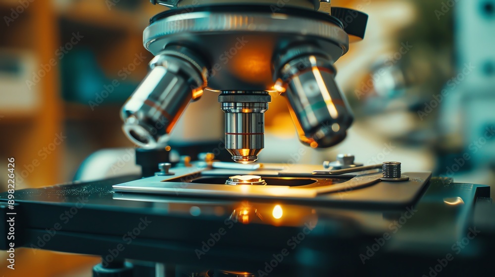 Poster close-up of a microscope lens.
