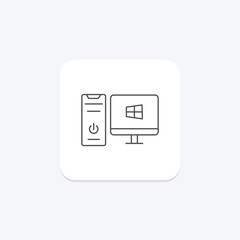 Computer thinline icon , vector, pixel perfect, illustrator file
