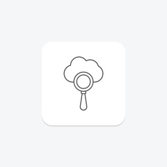 Cloud Search thinline icon , vector, pixel perfect, illustrator file
