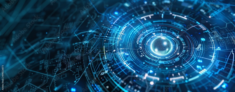 Poster set of sci-fi elements. futuristic user interface - fui with digital abstract lens flare space, scie