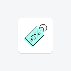 Percent  tag color shadow thinline icon , vector, pixel perfect, illustrator file