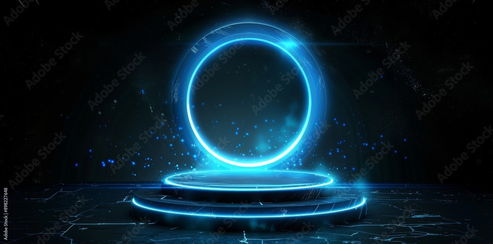 Poster a futuristic hud design overlay. a set of circles with a digital technology ui on a blue background.