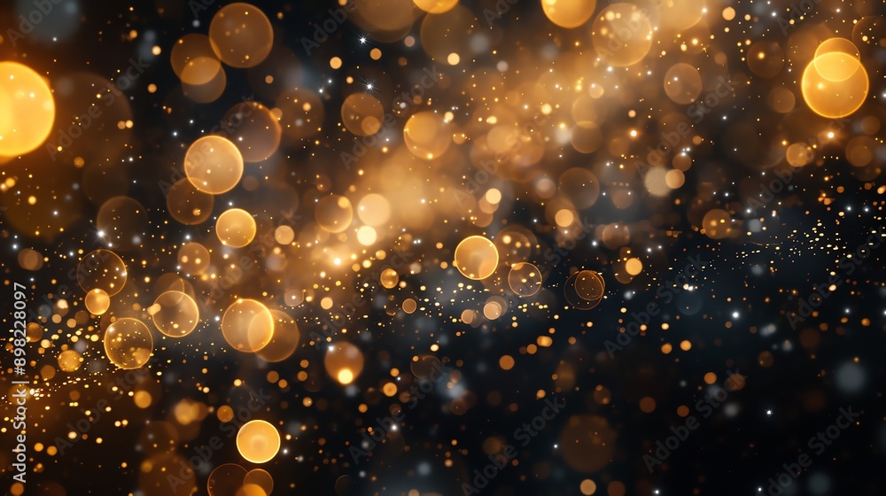Poster abstract golden bokeh lights background.