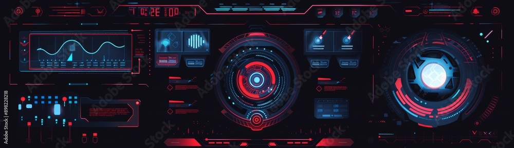Poster holographic neon frame with futuristic elements for hud user interface. concept design of holographi