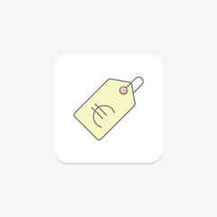 Euro tag lineal color icon , vector, pixel perfect, illustrator file