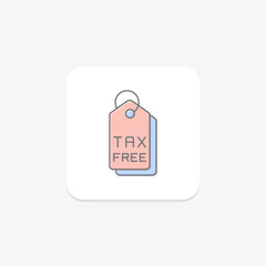 Tax Free lineal color icon , vector, pixel perfect, illustrator file