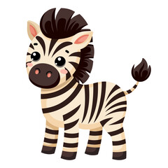 Cute African wild zebra in scandinavian style isolated on white background. Vector cartoon illustration for the design of textiles, posters, clothes.