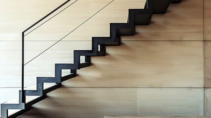 Cantilevered staircase with black metal treads 